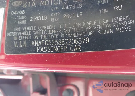 2008 Kia Rondo Lx from USA, damaged, VIN KNAFG525887206579